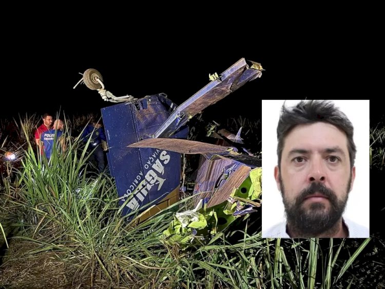 Piloto morre após avião agrícola colidir com torre e cair na zona rural de Serranópolis