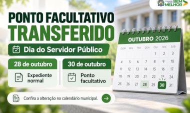 Prefeitura de Chapadão do Sul transfere ponto facultativo do Dia do Servidor Público para 30 de outubro