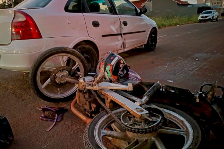 Homem fica ferido em acidente de trânsito envolvendo motocicleta em Chapadão do Sul